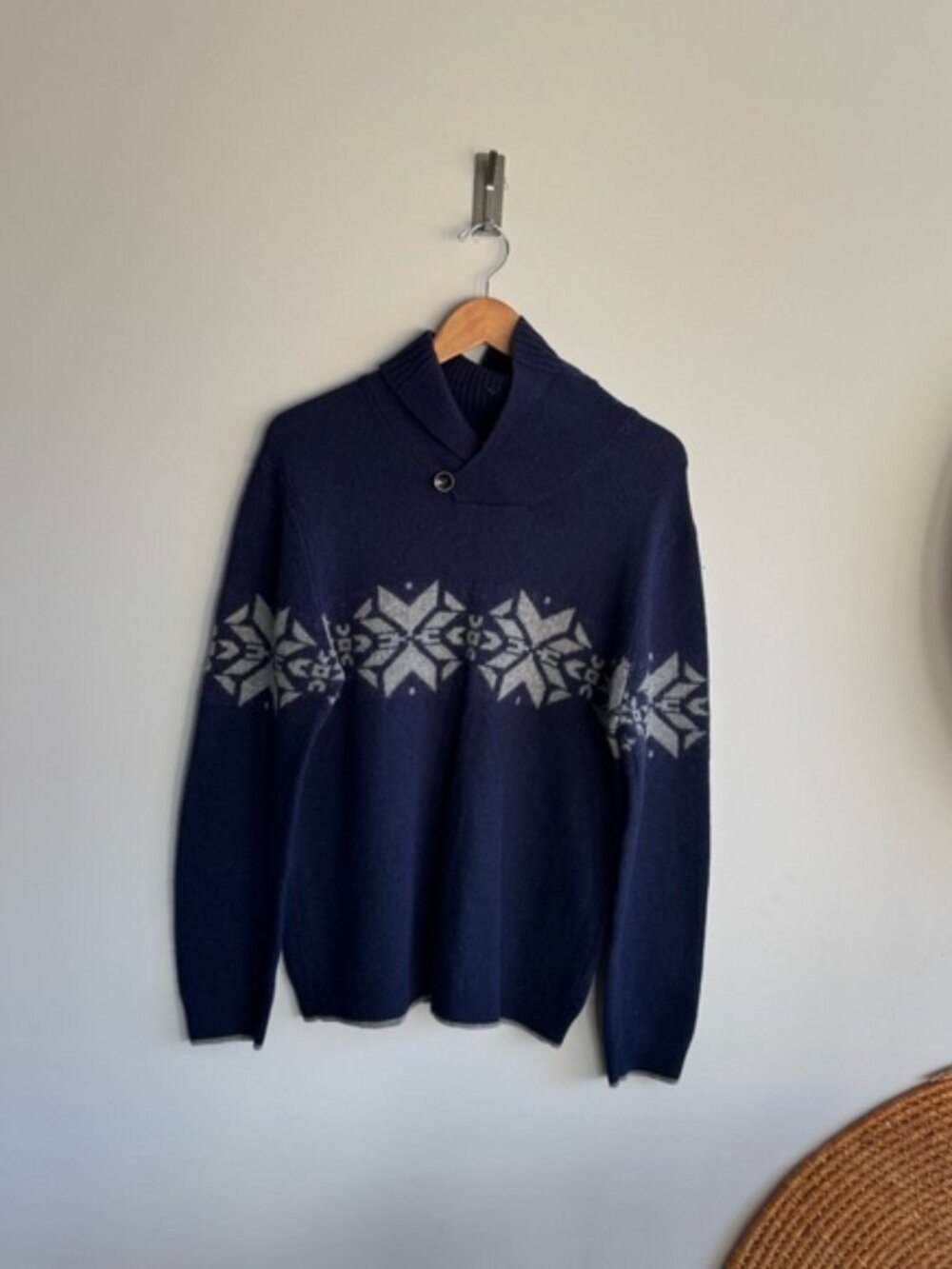 Wayne Gretzky lambswool Navy Blue Snowflake Sweater
